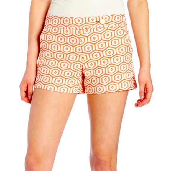 Trina Turk Orange Geo High-Rise Shorts